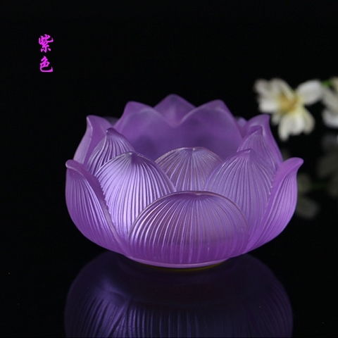 蠟臺仿琉璃蓮花燭臺酥油燈座蠟燭燭臺長明燈家用供佛供燈復古佛燈