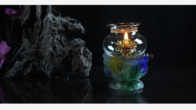 廠家直營 佛教用品琉璃八吉祥油燈 供佛燈座佛供燈 財神燈酥油燭